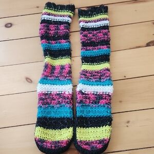Mudd Multicolor Knit Slipper Socks - Black, Pink, Turquoise, Yellow, White
